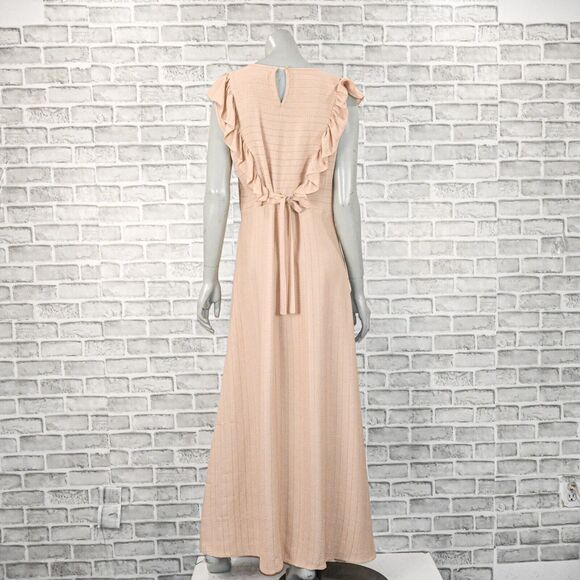 Christy Dawn Women's the Jessa Dress Maxi Ruffle trim in Oat stripe size Medium - Picture 4 of 12